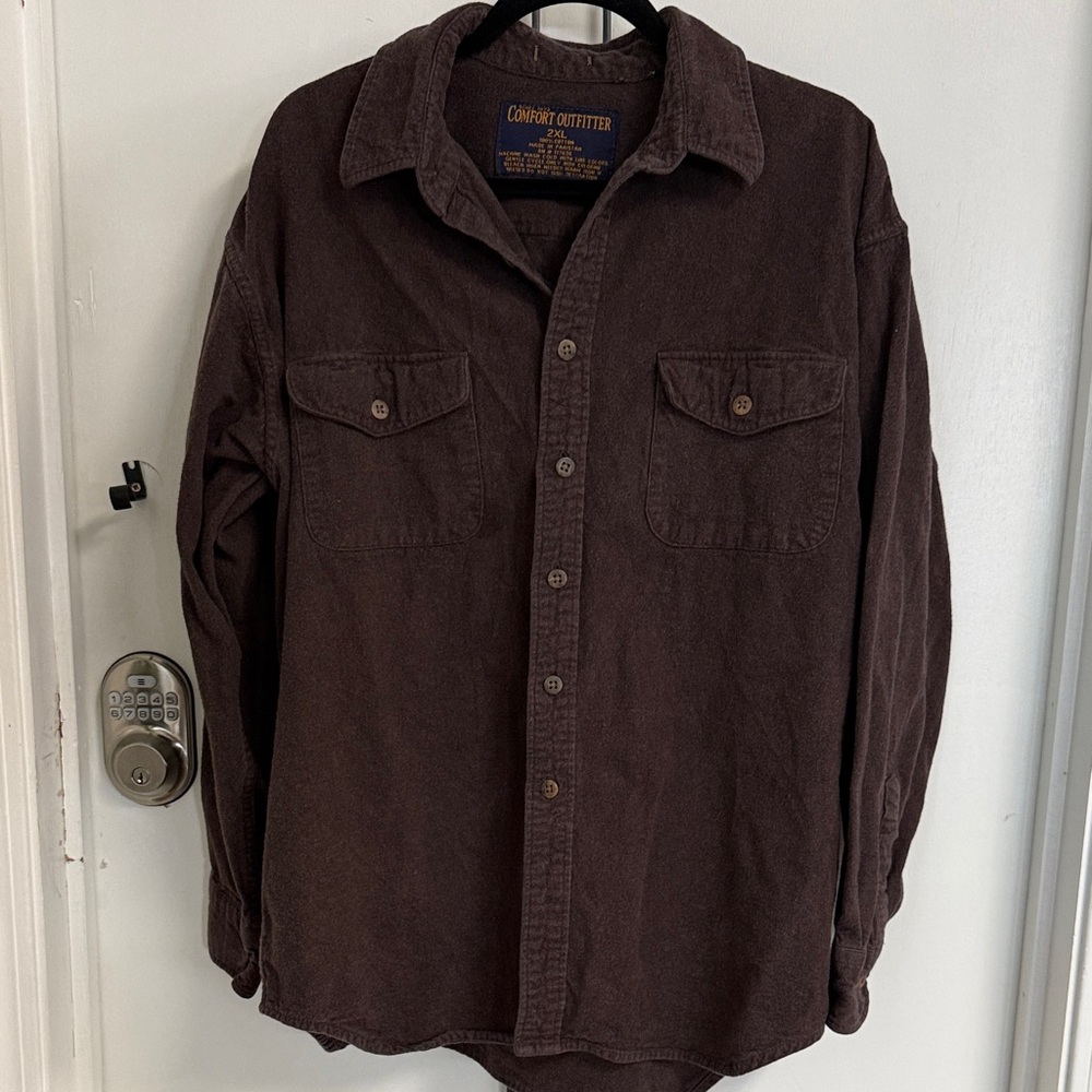 Men's Casual Brown Button Down Shirt